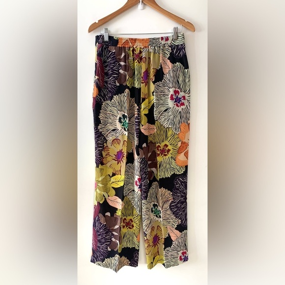 ETRO Silk Floral Wide-Leg Pants Made in Italy - Picture 5 of 9